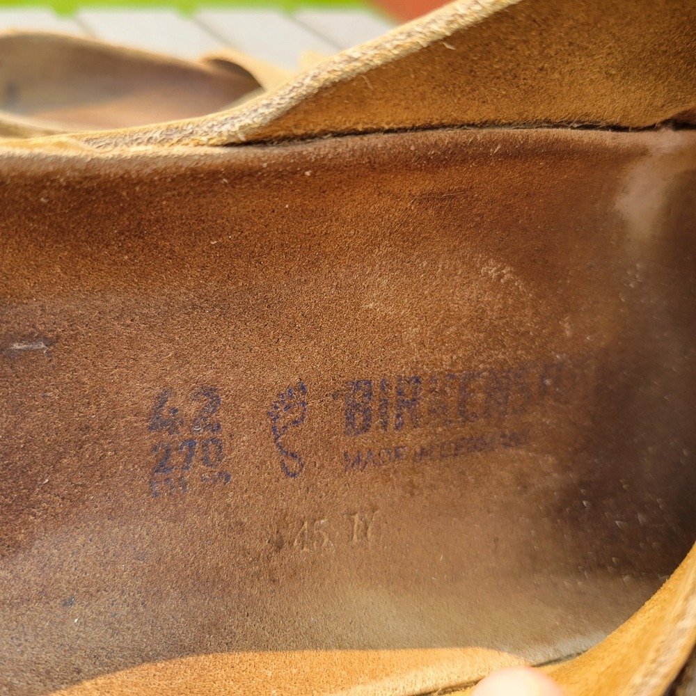 Birkenstock Arizona Two Strap Sandals Tan Brown Nubuck Suede Size M 9 W 11 EU 42 - Picture 2 of 11